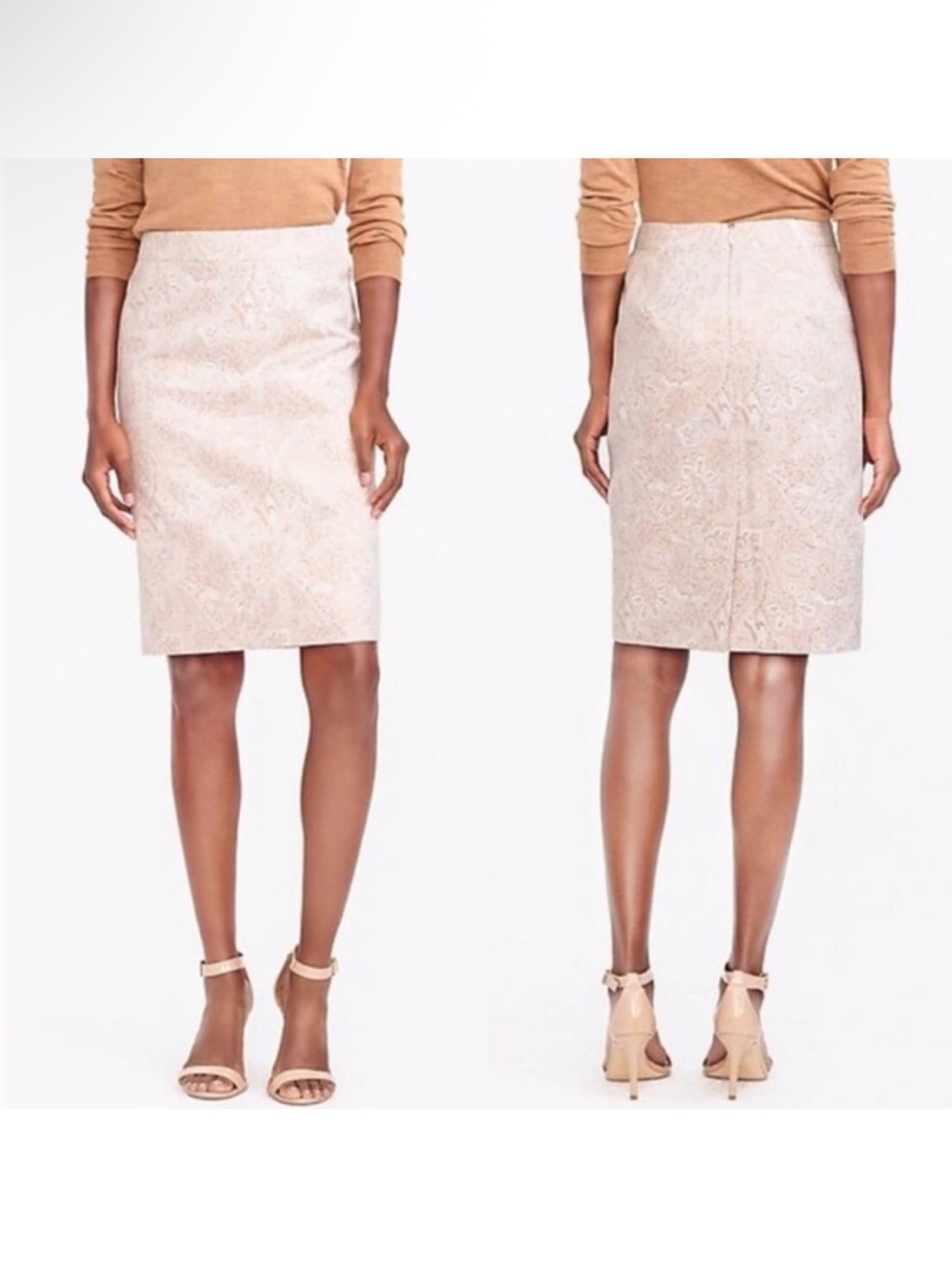 J.Crew Paisley A-Line Skirt in Pink & White pencil style fraying Size 6